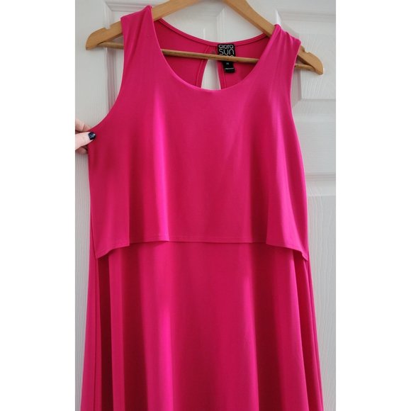 Clara Sun Woo Hot Pink Jersey Sleeveless flowy dress size XS - Picture 3 of 7
